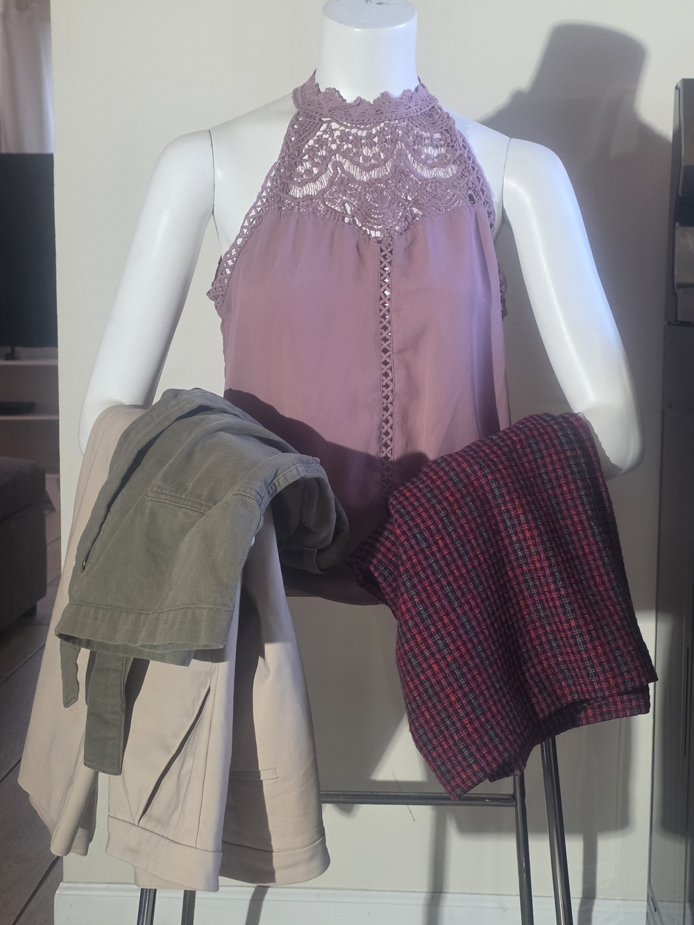 Shein Lace Halter Neck Camisole Tank Top - Mauve (Size S)